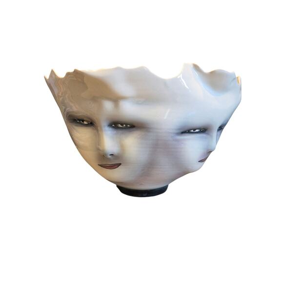 Bing Gleitsman Porcelain 3D Four Faced Bowl/Vase Post Modern Oddities Décor EUC - Picture 5 of 16
